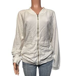 Weekendz off full zip textured white sweater L